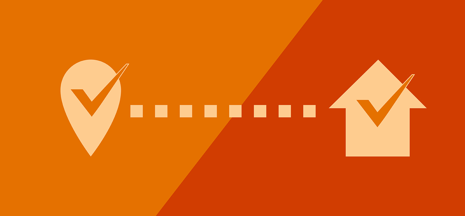 IMAGE: Graphic of a location icon with a checkmark and dots leading to a home with a checkmark