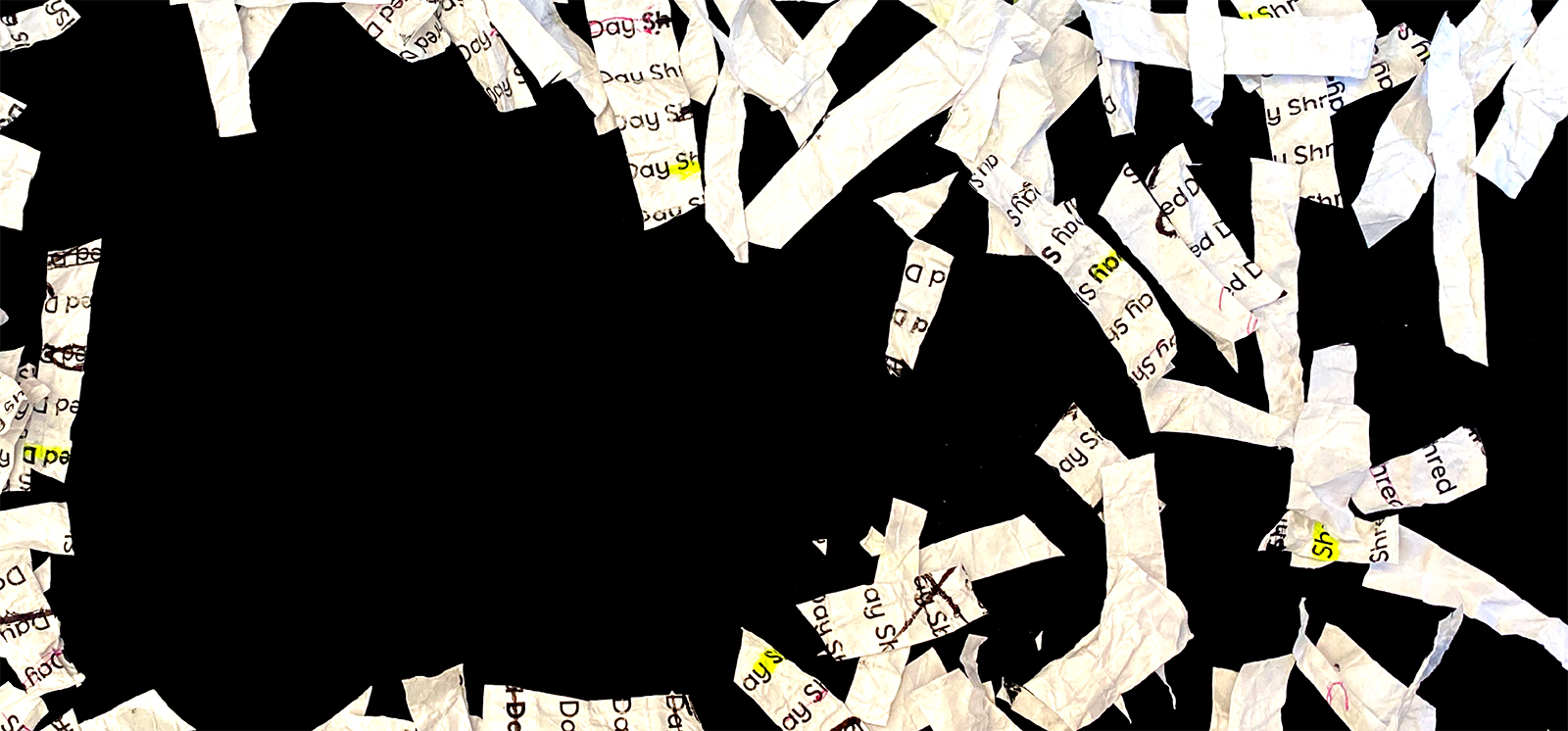 IMAGE: Pieces of shredded paper on black background